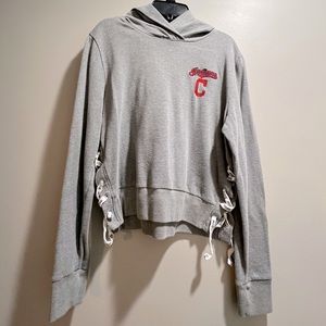 Victorias Secret PINK Cleveland Indians Cropped Hoodie- Grey